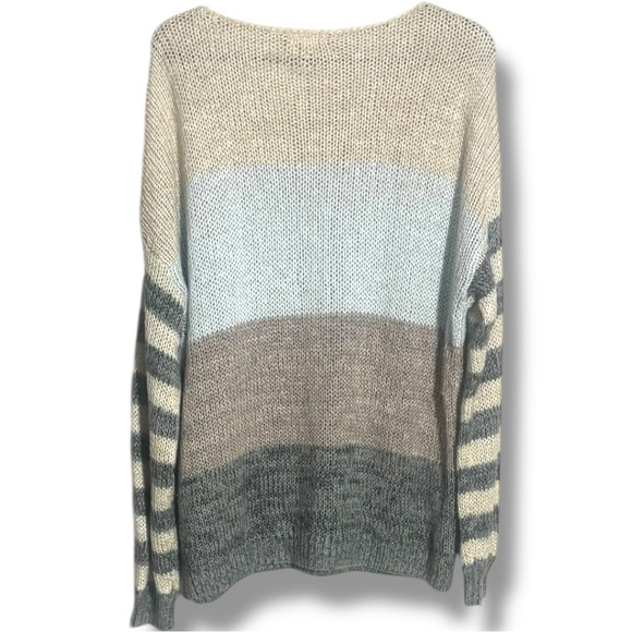 Maurices Elegant Colorblock Blue/Gray/Tan Lightweight Loose Fit Women's Sweater - Picture 15 of 16